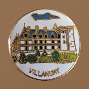 VINTAGE COLBALT BLUE & WHITE ROUND CHÀTEAU DE VILLANDRY FRANCE PILL/TRINKET BOX